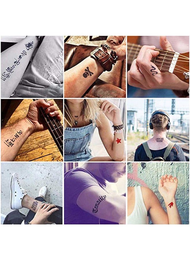 Jacknb Temporary Tattoo Kit Freehand Ink Semi Permanent Tattoo Jagua Gel 40 Pcs Free Tattoo Stencils DIY Tattoos Fake Freckles Temp Tattoos for Women Kids Men - Full Kit 4 Bottles - Image 4
